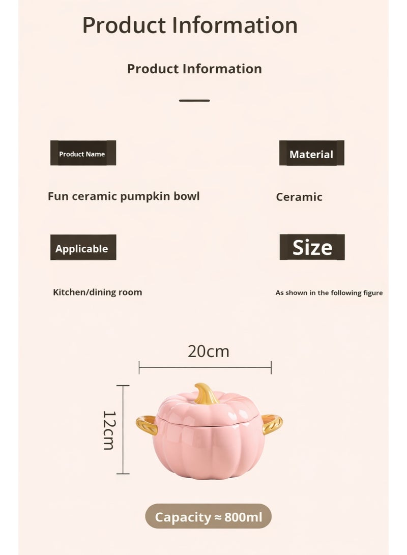 Ceramic Pumpkin Bowl with Lid and Dual Handles – 800 ml - Image 2